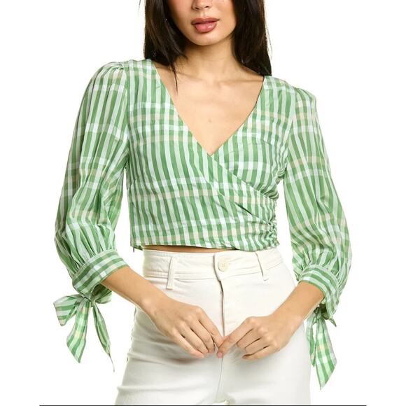Cinq à Sept Flora crop Top green checkered size XS - Picture 1 of 9